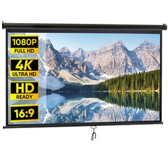 Projector Screen Pull Down 100″ 16:9 HD Projection Screen Ceiling Wall-Mounted
