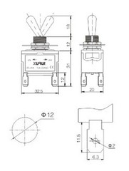 HEAVY DUTY DPST ON-OFF TOGGLE SWITCH 20A 125V, 15A 250V SPADE TERMINALS (21A)