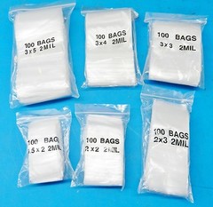600 Zip Seal Lock Bags Clear 2mil 6 Assorted Baggies 1.5×2 2×2 2×3 3×3 3×4 3×5