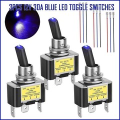 3Pcs LED Light 3Pin Rocker Toggle ON/OFF Switch 30A 12V Marine Car Boat ATV US