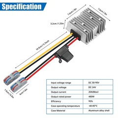 DC 30V-90V to 24V 20A 480W Waterproof Buck Power Converter DC to DC Step Down…