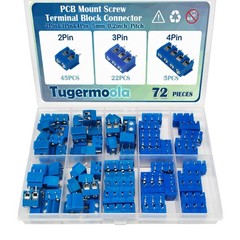 72PCS 5mm/0.2inch Pitch PCB Mount Screw Terminal Block Connector 2Pin 3Pin 4Pin