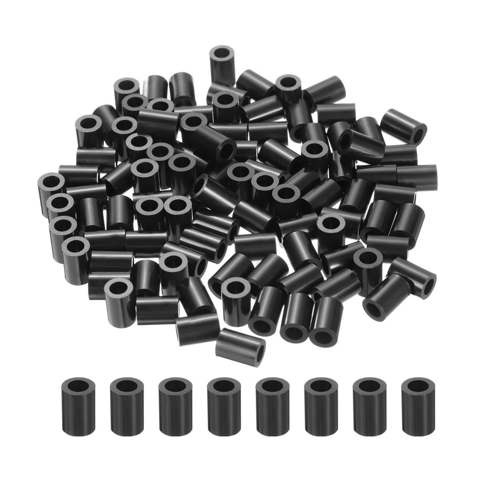 uxcell 100pcs Nylon Round Spacers 4mm ID, 7mm OD, 10mm Height, balck