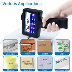 ToAuto Handheld Inkjet Printer Date QR Code Barcode Printing Logo Label Machine