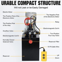Double Acting Hydraulic Pump Dump Trailer 8 Quart 12V DC Unit Pack Power Unit