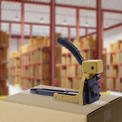 Carton Stapler w/100 Staples for Sealed Boxes, Cartons, Corrugated Cardboard