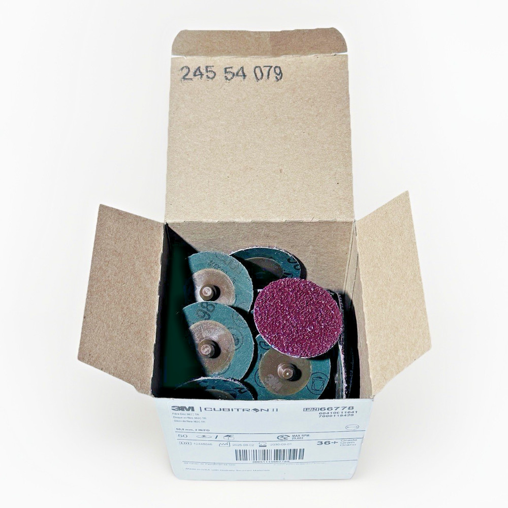 3M Cubitron II 982C Fibre Grinding Discs 2″ Diameter 36 Grit – 50 Pack TR Roloc