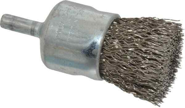 Weiler 1″ Brush Diam, Crimped, End Brush 1/4″ Diam Steel Shank, 22,000 Max RPM