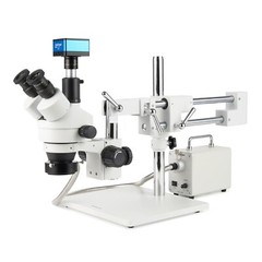 AmScope 3.5X-180X Trinocular Stereo Boom Microscope+4K 8MP HDMI Camera+LED Fiber