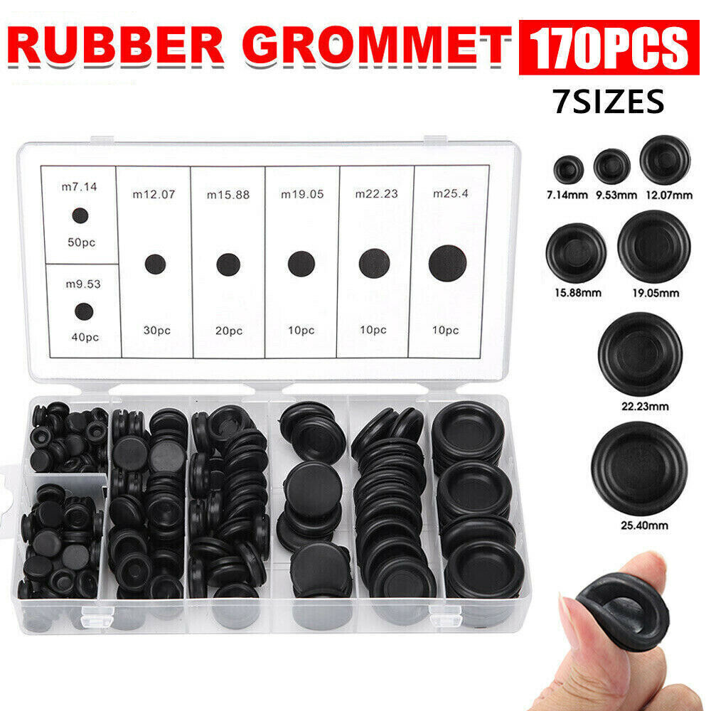 170 Rubber Grommet Firewall Hole Plug Electrical Wiring Gasket Assortment Kit