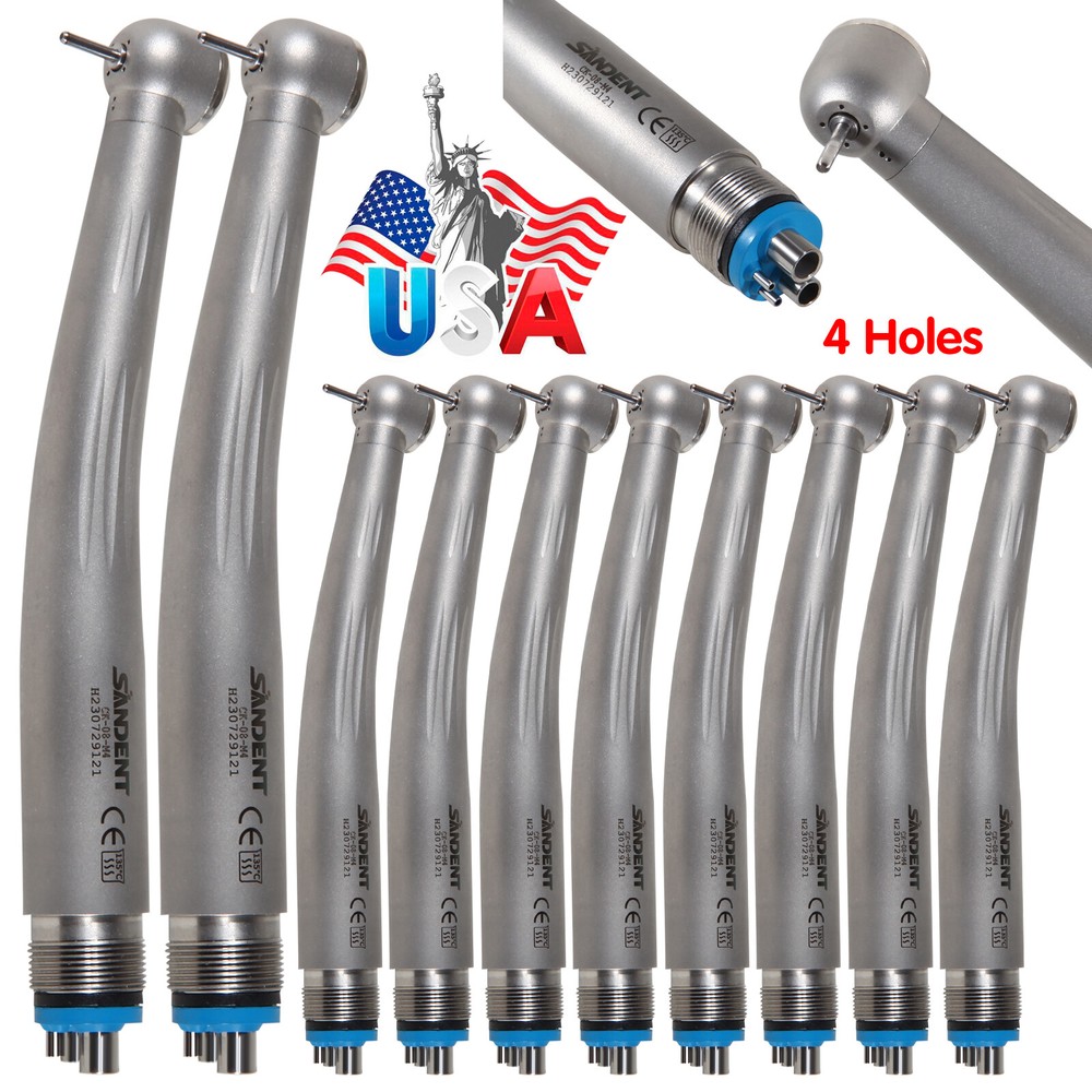 10pcs Dental High Speed Handpiece 4Hole Ceramic Rotor Standard head Single Spray