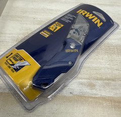 IRWIN Folding Utility Knife: 4 in/5 3/4 in, Bi-Metal, Metal W/Pocket clip incl.