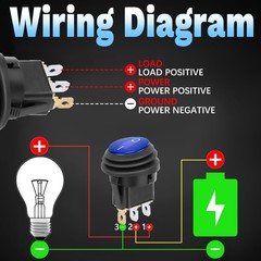 12V Round Rocker Switch SPST 3 Pin Blue LED Waterproof For Car Boat RV ATV