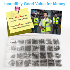 390pc Compression Spring Assortment Kit 28 Sizes Stainless Steel Small Springs