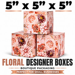 5x5x5 Boho Floral Designer Shipping Boxes 32 ECT Boutique Gift Mailers