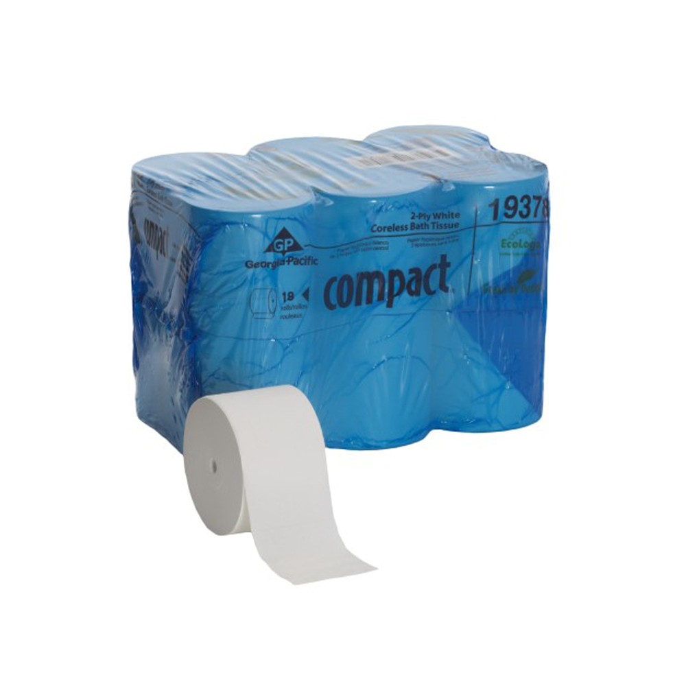 Georgia Pacific Compact 2-Ply Toilet Tissue Paper Rolls Coreless 18 Rolls 19378