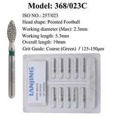 Dental Football Diamond Bur 368/023C 023F 020C 020F Fine Coarse FG Burs Burr Red
