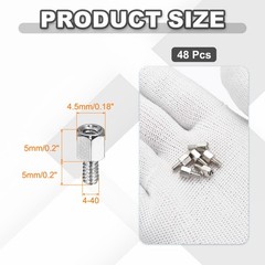 48 Pcs 4-40x5mm+5mm Nickel Plated Copper Male-Female Hex Standoff, Silver