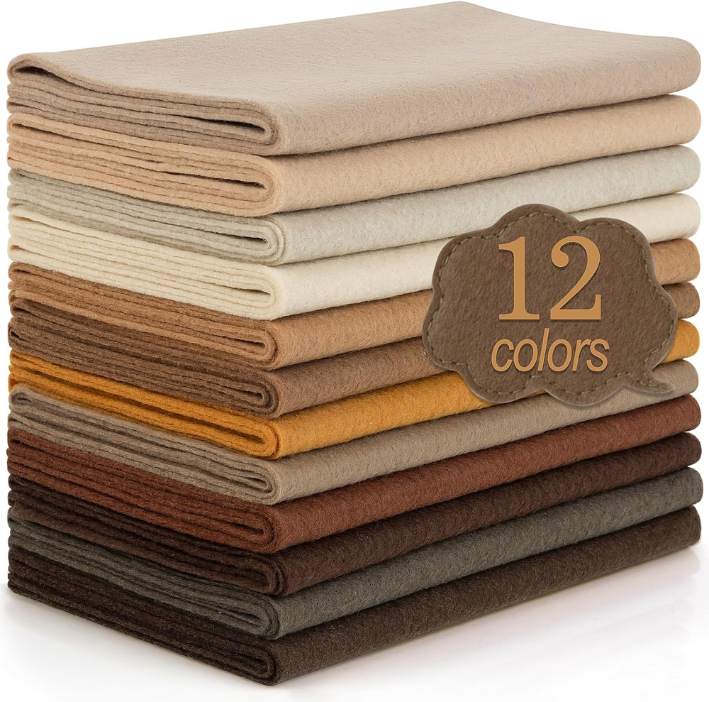 12 Roll 8″X35″ 1.4Mm ⭐Thick Soft Felt Fabric Sheet⭐ 12 Assorted Brown Series.