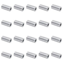 uxcell 20pcs Aluminum Spacer 5mm Bore x 10mm OD x 20mm Length Silver tone