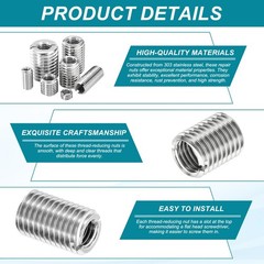 PATIKIL Thread Adapters Sleeve M12x1.5 Male to M8x1.25 Female, 12mm, Silver