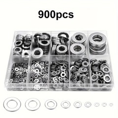 900PCS 304 Stainless Steel Flat Washer Set – Multi-Size for Repairs & DIY
