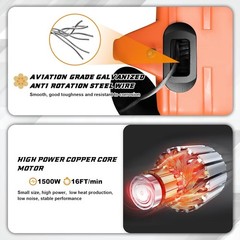Power Electric Portable Hoist Winch 1500LBS, 3 in 1 Electric Cable Hoist 110V 25