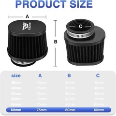 2PCS Motorcycle Air Filter Universal 60MM Replacement Engine Size: 2PCS(60MM)