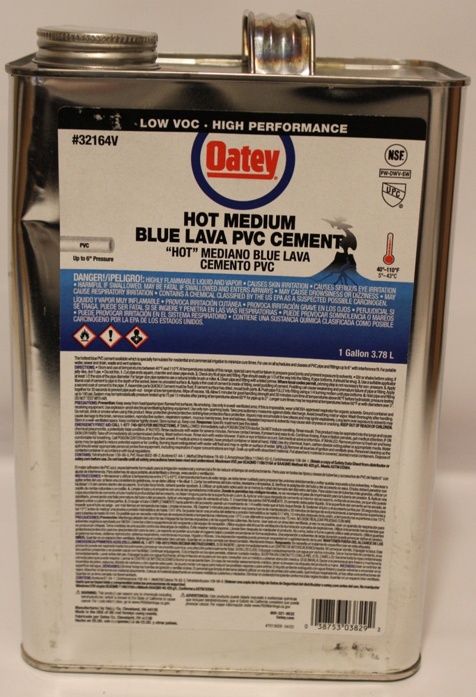 Oatey 32164V – 1 Gallon Hot Medium Blue Lava PVC Cement