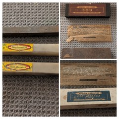 Set Of 5 Norton Abrasives Oilstone India, Soft Arkansas And Pike Hard Arkansas