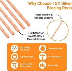 15% Silver Brazing Rods AWS Bcup-5 40 Sticks Silver Solder Phos Copper Brazing A
