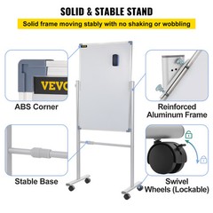 VEVOR Mobile Dry Erase Board Magnetic Whiteboard w/ Stand 36″ x 24″ Double Sided