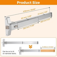 27.5 in Commercial Door Push Bar Panic Exit Device with Exterior Lever Lock