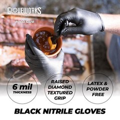 100 Pack Black Heavy Duty Nitrile Gloves Medium to XXL Disposable Chemical Re…