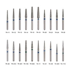 100 Types Dental FG Diamond Burs For High Speed Handpiece Friction Grip 50pcs