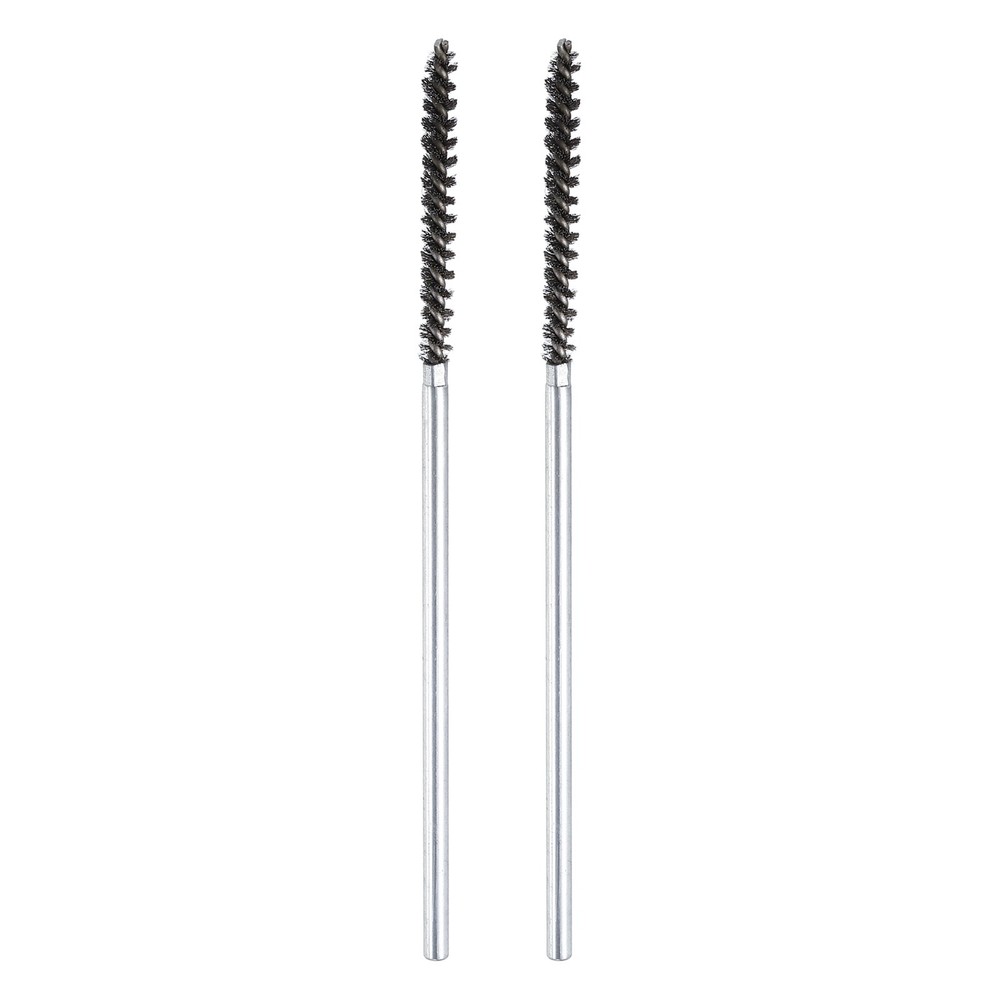 2pcs Pipe Cleaners Brush 0.2 Inch Stainless Steel Bristles for Tube Silver