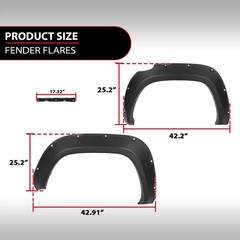 Fender Flares for 2016-2022 Tacoma Paintable Matte Riveted 4PCS