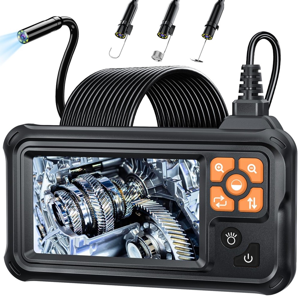 65.6FT Industrial Endoscope Borescope Camera with Light, 4.3” LCD Display