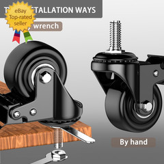 2 Inch Casters Set of 4,Threaded Stem Caster Wheels – 3/8″-16 X 1(Stem Diameter