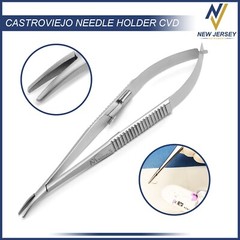 Castroviejo Micro Needle Holder, 15 cm / 5.9″, curved, with lock, featherlight