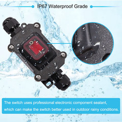 IP67 Waterproof Inline Cord Switch 12V DC 20A DPST 4Pin 2 Position on off Outdoo