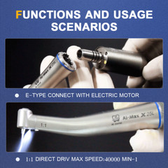 Dental electric motor LED micromotor 1:5 + 1:1 contra angle handpiece for Chair