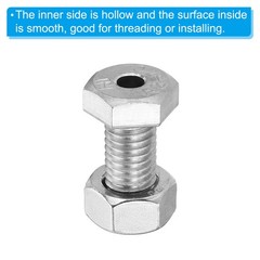 3 Set M10x25mm Hollow External Hexagon Screw Lamp Threading Through Hole Bolt
