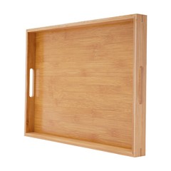 Bamboo Serving Trays 4-Piece Set Rectangular 18.1 × 13 × 1.4 In Log Color
