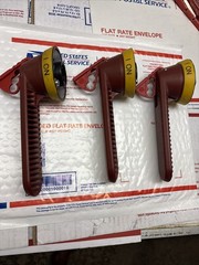 3 Pack Rotary Disconnect On/Off Handles Electrical Red/Yellow + LOTO Slot Hasp