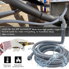 Gray 50ft Liquid-Tight Conduit Kit for Electrical Wiring