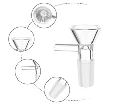 14MM & 18MM Male Clear Glass V Shape Bowl Thick Wall With Handle