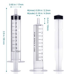 10ml Plastic Syringe Without Needle for Liquid – Measuring 10ml, transparent