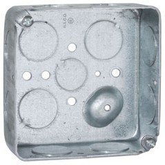 RACO 191, 4″ x 1.5″ x 4″, 1/2″ and 3/4″ KO, Electrical Square Outlet Box, 1 pc