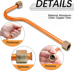 Aluminum Alloy Air Compressor Exhaust Tube Replacement Copper Tone, 15Mm/0.6″ He